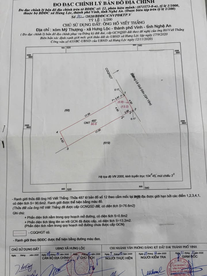Đất mặt đường Lê Quý Đôn, TP Vinh 90m² giá 4.5 tỷ - Vị trí đắc địa cho kinh doanh!