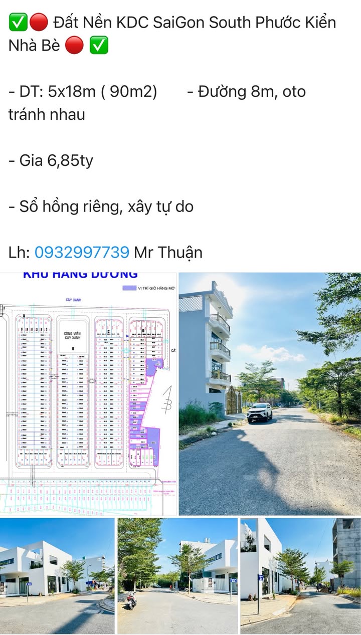 Đất nền KDC SaiGon South, Nhà Bè 90m² giá 6.85 tỷ - Sổ hồng riêng, xây tự do!