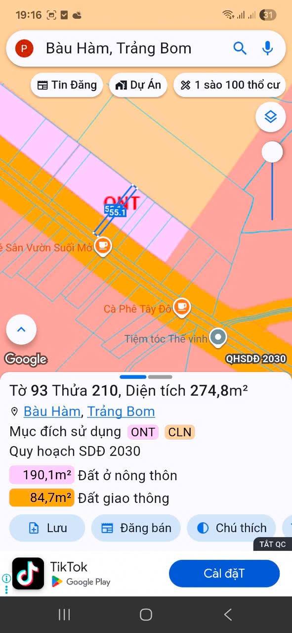 Mặt tiền kinh doanh xã Bàu Hàm 274m² giá chỉ 2 tỷ - Đầu tư sinh lời ngay!