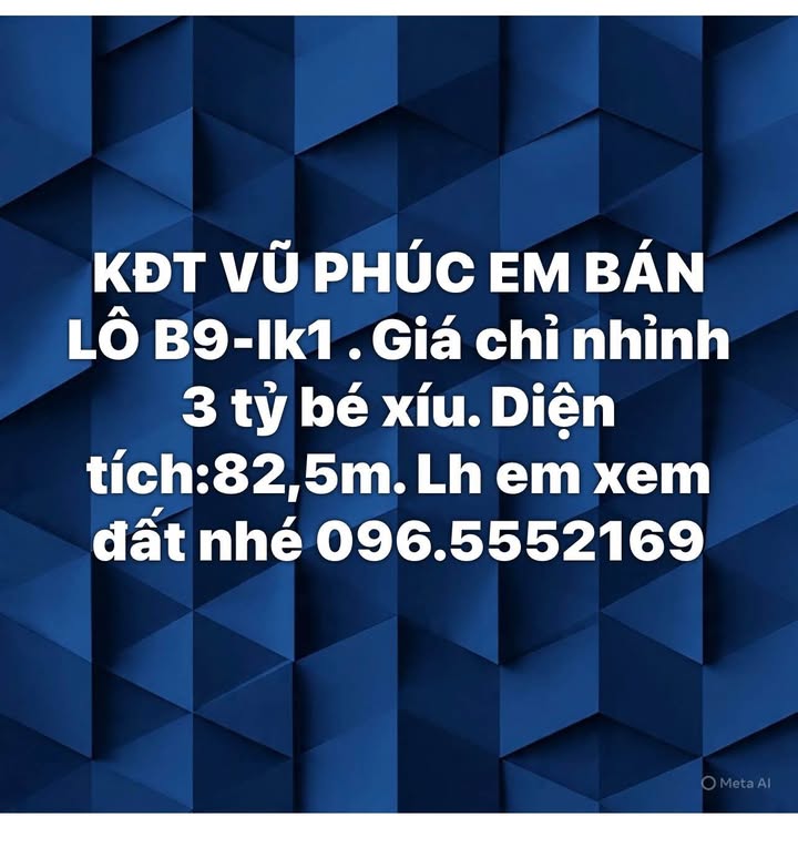 Đất nền KĐT Vũ Phúc Thái Bình 82.5m² giá chỉ 3 tỷ - Cơ hội đầu tư hấp dẫn!