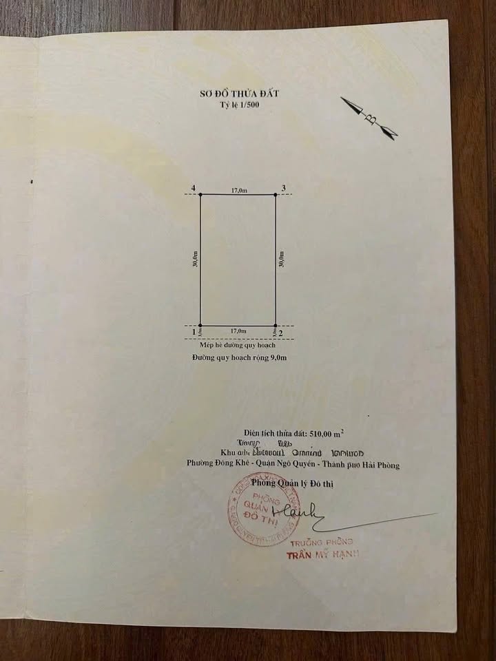 Lô đất 510m² Lê Hồng Phong, Hải Phòng chỉ 11x triệu/m² - Đầu tư sinh lời ngay!