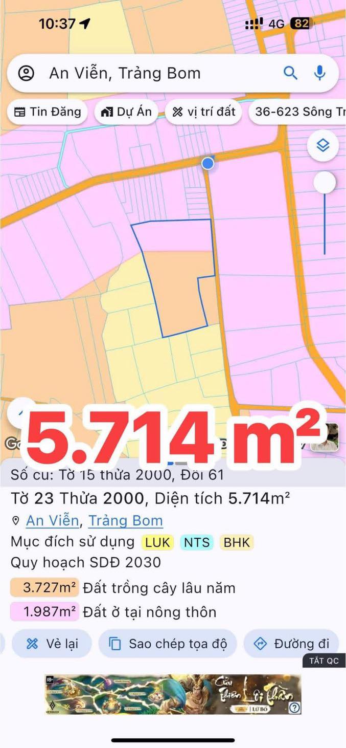 Đất Đồi 61, Trảng Bom 5714m² giá 5.05 tỷ - Tiềm năng đầu tư vượt trội!