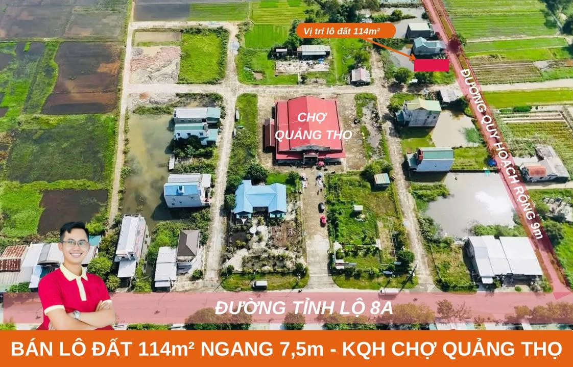 Đất nền 114m² KQH Chợ Quảng Thọ giá 880 triệu - Sổ hồng chính chủ, thương lượng ngay!