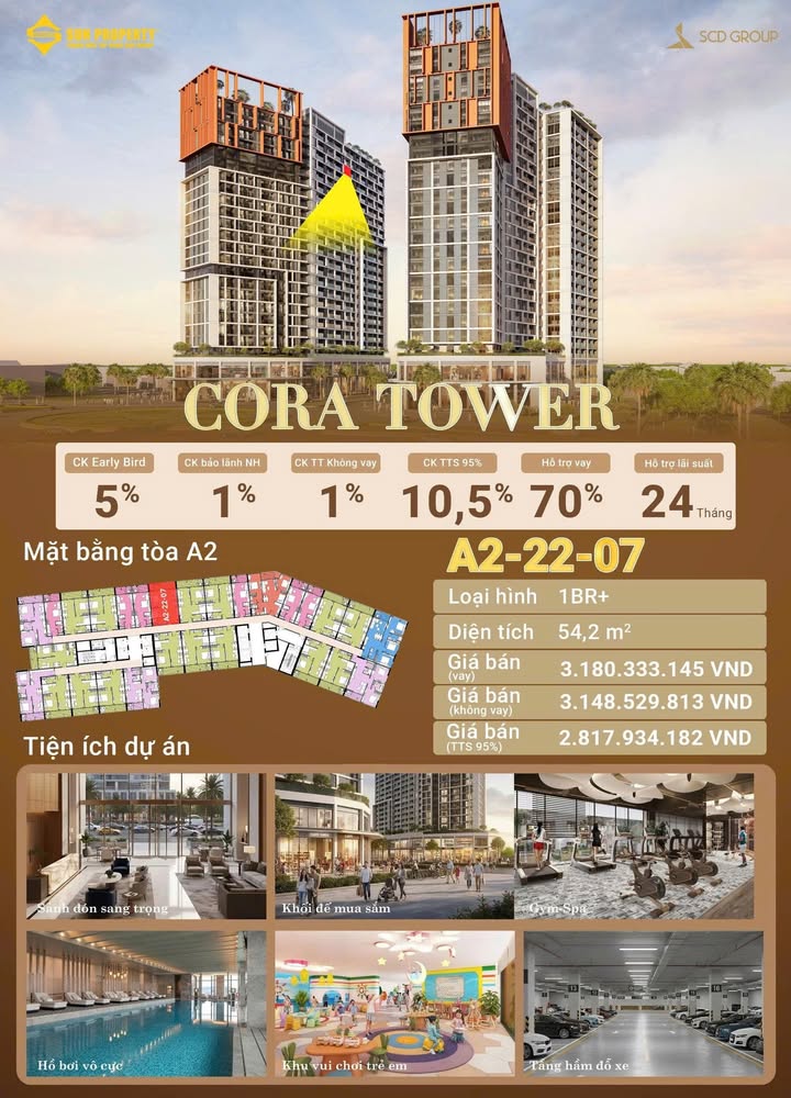 Căn hộ CORA TOWER Đà Nẵng 54m² giá chỉ 2,8 tỷ - View đẹp, sống xanh lý tưởng!