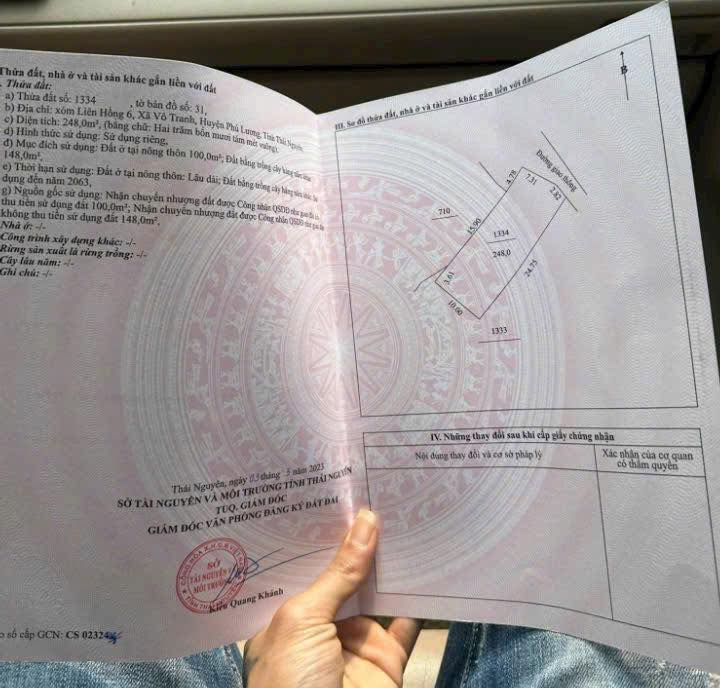 Đất thổ cư 248m² tại Vô Tranh - Phú Lương, Thái Nguyên giá chỉ 4xx triệu - Đầu tư sinh lời!