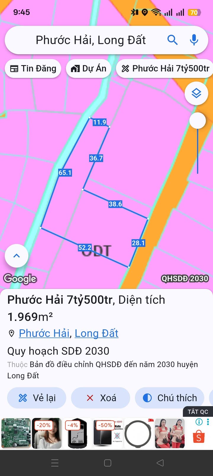 Đất Phước Hải - Huyện Long Đất - Diện tích 1900m² - Giá chỉ 7.5 tỷ VND