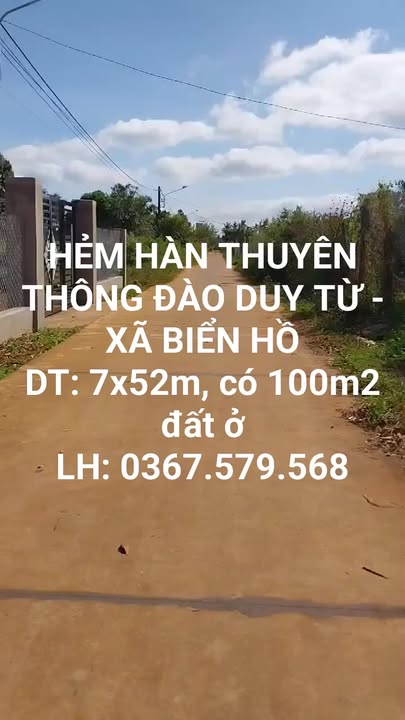 Đất nền Hẻm Hàn Thuyên, Biển Hồ 364m² giá chỉ 7xx triệu - Pháp lý rõ ràng!