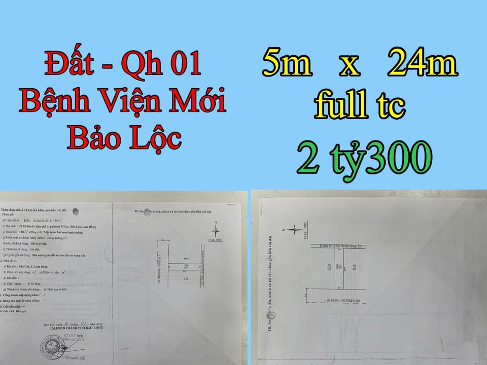 Đất nền phường B'lao Bảo Lộc 120m² giá 2.3 tỷ - Đầu tư sinh lời hấp dẫn!