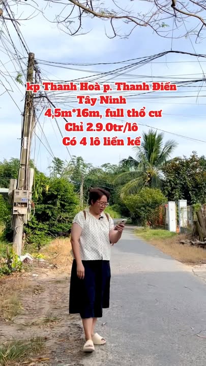 Đất ở Phường Thanh Điền Tây Ninh 72m² giá 290 triệu - Sổ hồng đầy đủ, đầu tư sinh lời!