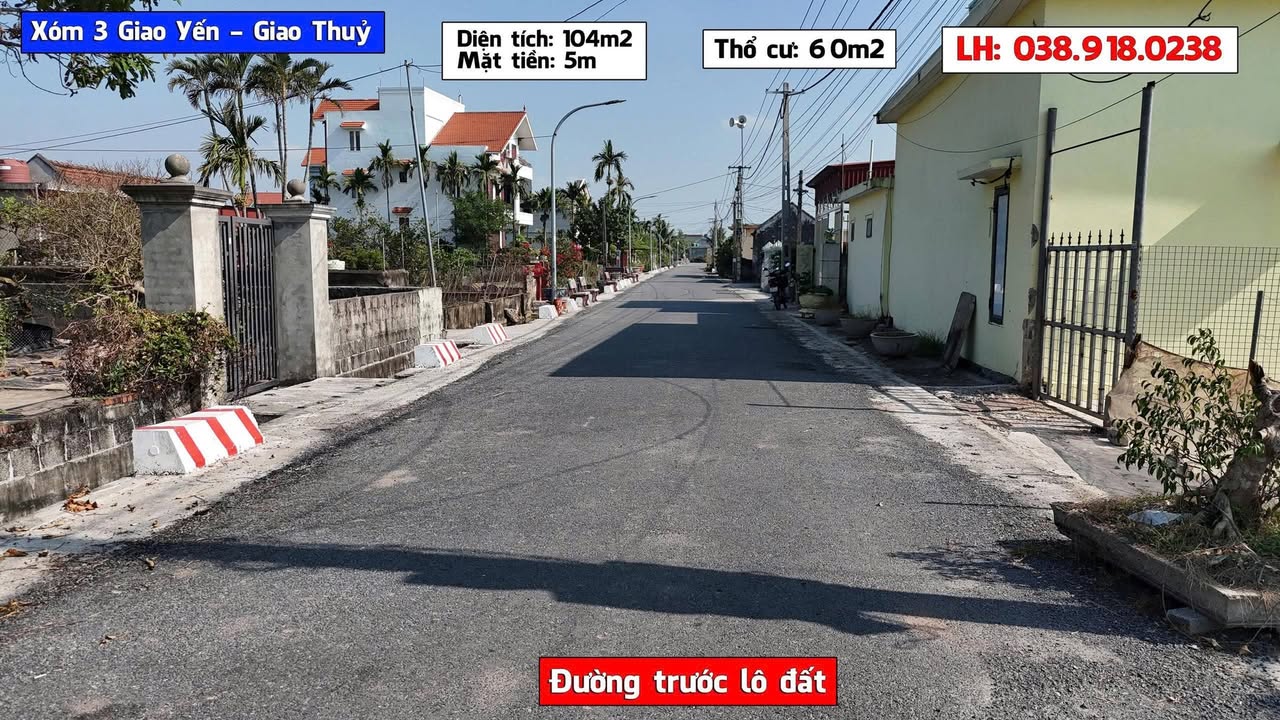 Đất nền Giao Yến, Giao Thủy 104m² - Tiềm năng đầu tư lớn gần KCN VSIP Hải Lòng!