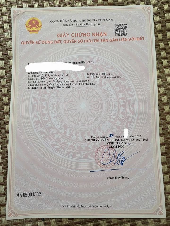 Đất nền khu đấu giá Đội Cấn Vĩnh Tường 108m² giá 3.7 tỷ - Cắt lỗ sâu cho khách thiện chí!