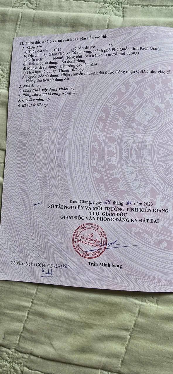 Đất thổ cư 660m² tại Cửa Dương, Phú Quốc - Gần đường Búng Gội chỉ 100m!