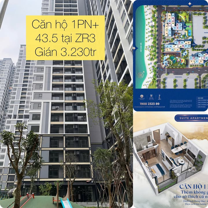 Căn hộ ZR3 Long Biên 43.5m² giá 3.23 tỷ - Thiết kế 2 ban công đẹp