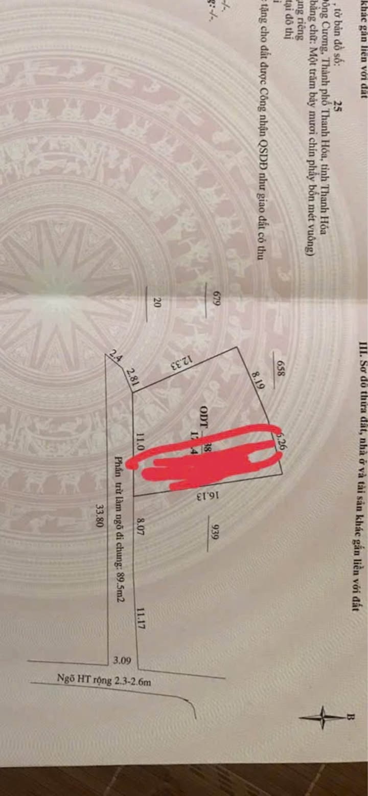 Đất thổ cư phố 5, Phường Hàm Rồng, 80m² giá chỉ 1 tỷ - Ô tô vào tận nơi!