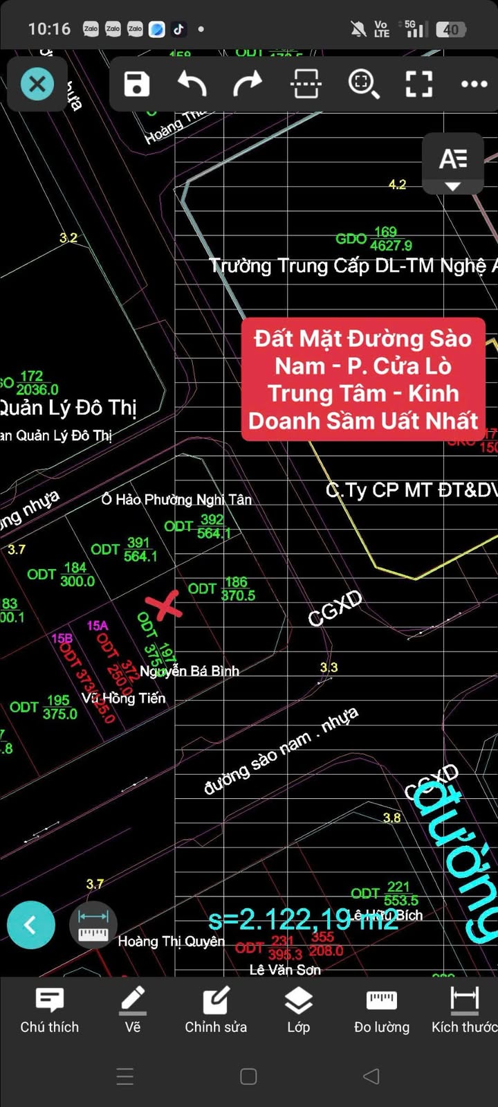 Đất mặt đường Sào Nam, Phường Nghi Thu, 347000m² giá 23.45 tỷ - Kinh doanh sầm uất ngay trung tâm!