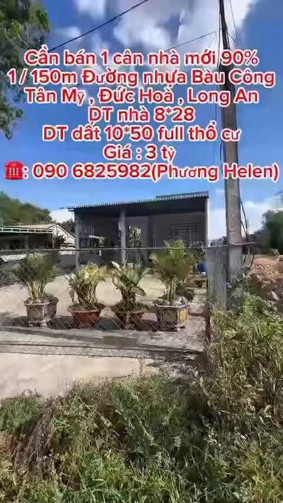 Nhà đẹp 500m² tại Xã Tân Mỹ, Đức Hòa - Bán gấp 3 tỷ, chính chủ!
