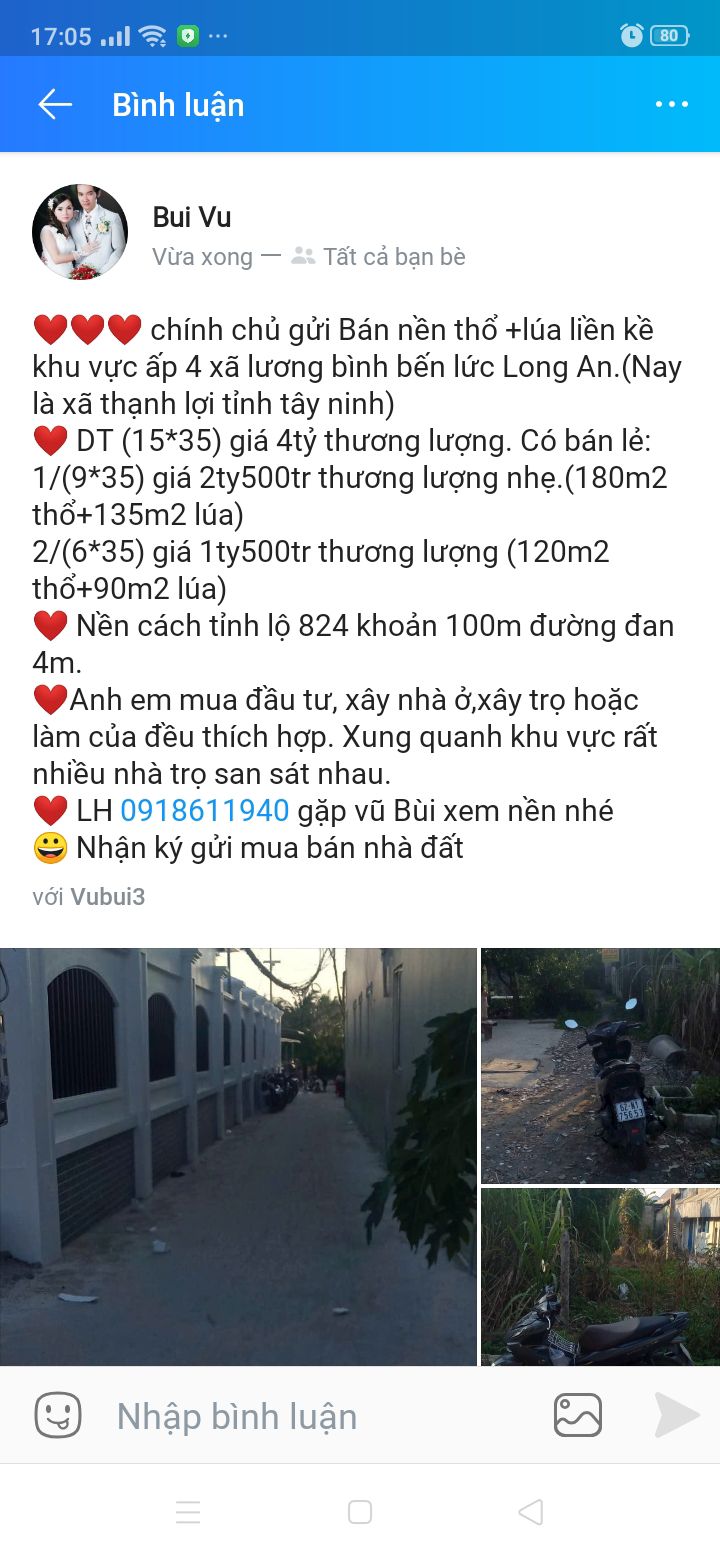 Đất nền thổ cư 525m² xã Lương Bình, Bến Lức, chỉ 4 tỷ - Đầu tư sinh lời ngay!