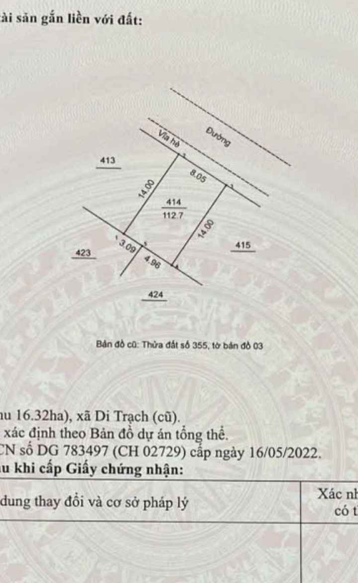 Đất dịch vụ Di Trạch, Hoài Đức 112.7m² - Vị trí đẹp, đầu tư sinh lời!