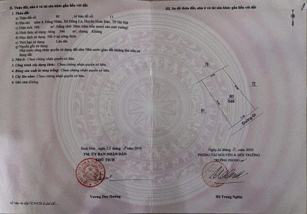 Đất thổ cư 546m² tại Xóm 4, Hoài Đức - Gần vành đai 4, giá thỏa thuận!