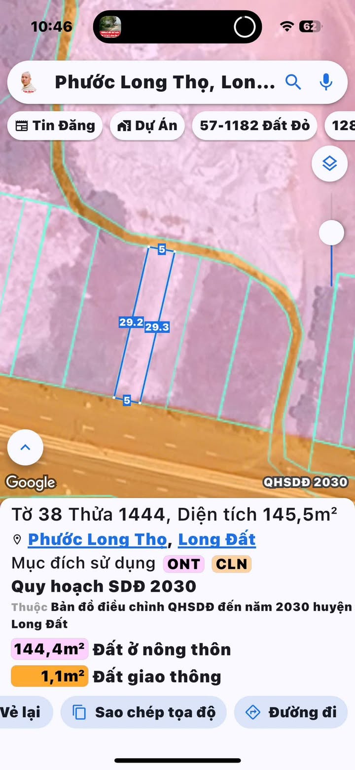 Đất nền mặt tiền QL55 - Phước Long Thọ 145m² giá 1.35 tỷ - Sổ hồng chính chủ