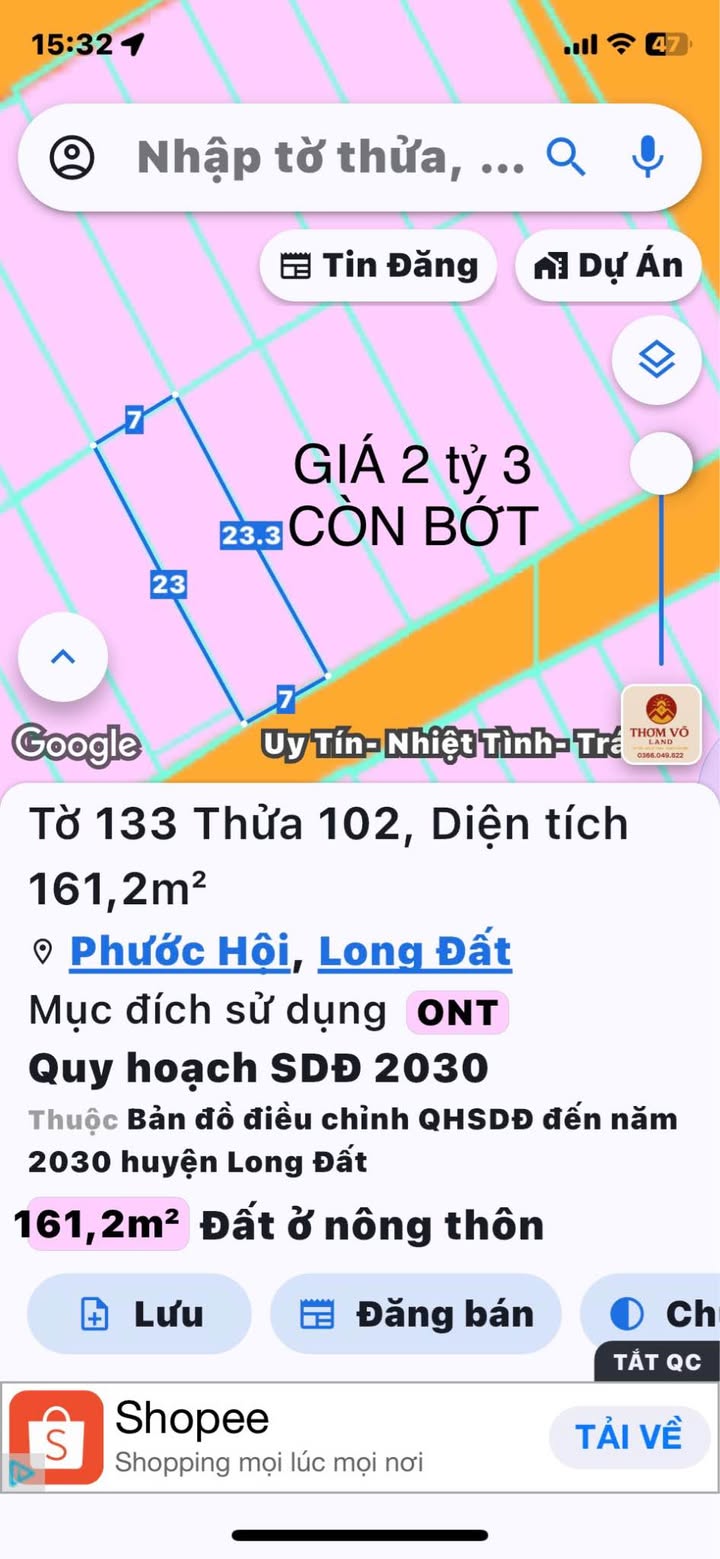 Đất thổ cư Lộc An 161m² giá 2.3 tỷ - Vị trí đắc địa, đầu tư sinh lời!