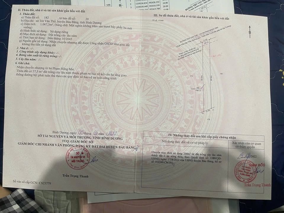 Đất nền Trừ Văn Thố, Bàu Bàng 1100m² giá 4 tỷ - Đầu tư sinh lời ngay!