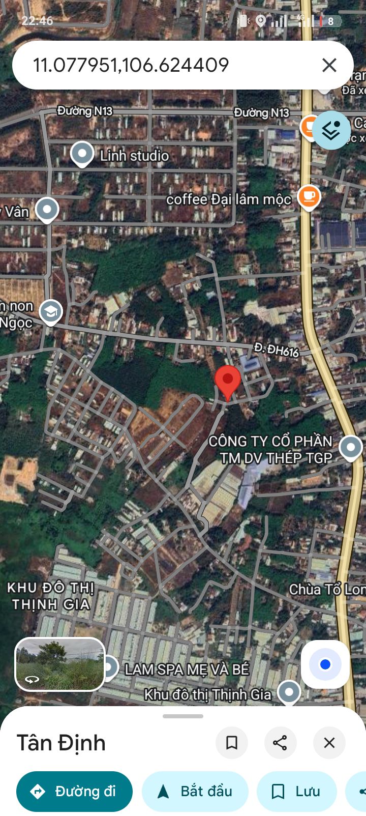 Đất thổ cư Tân Định Bến Cát 106m² giá 900 triệu - Cơ hội đầu tư tốt!