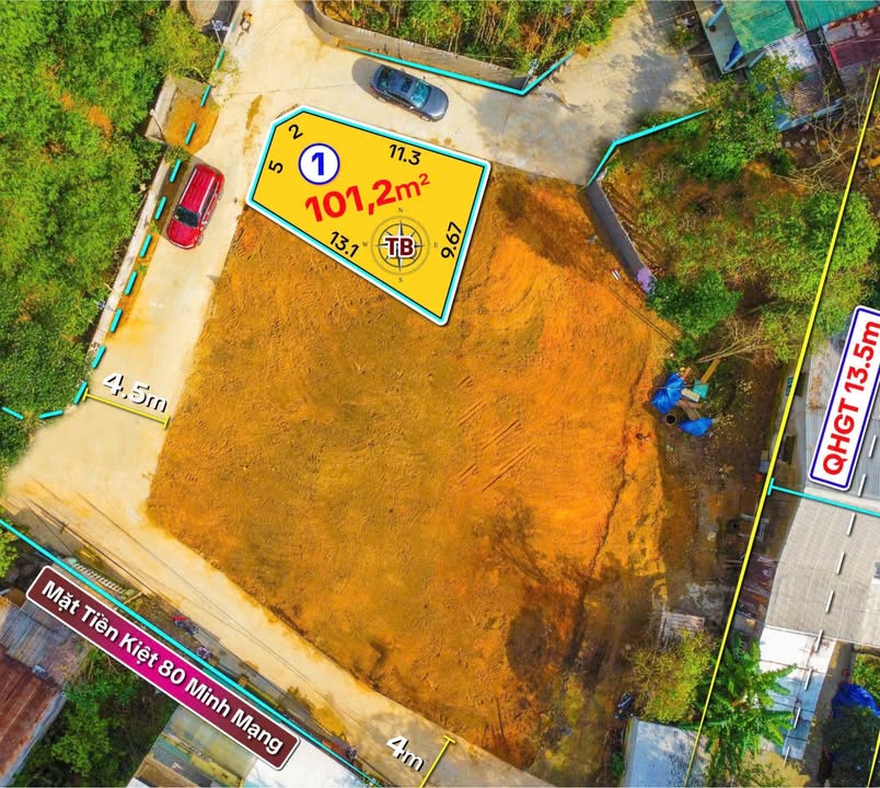 Đất 2 mặt thoáng Kiệt 80 Minh Mạng, 101m² giá 2,05 tỷ - Pháp lý sổ hồng 2025!