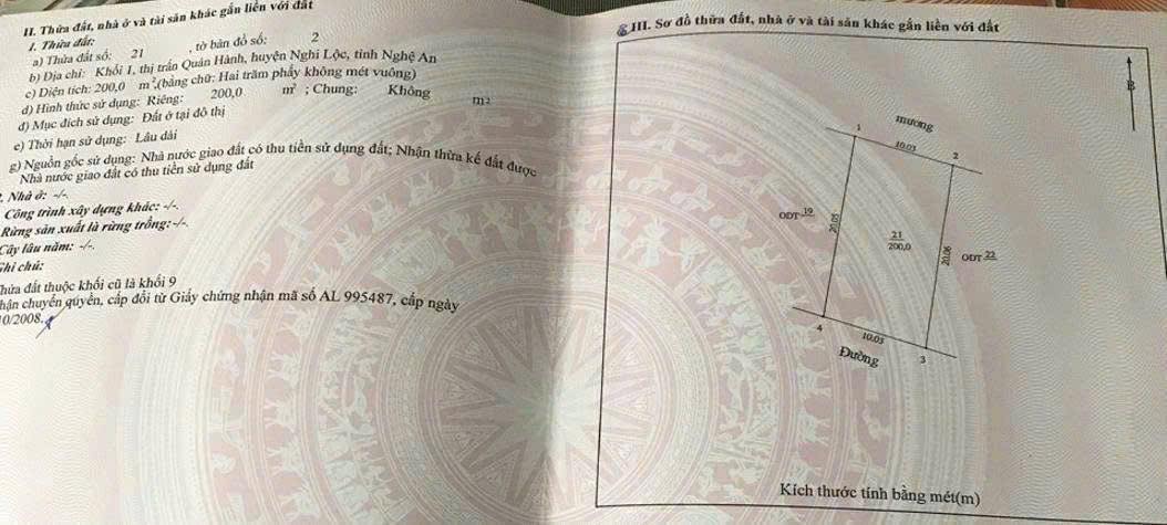 Đất đấu giá cũ Thị trấn Quán Hành 200m² giá 4 tỷ - Hướng Đông, đường 6m thông thoáng!