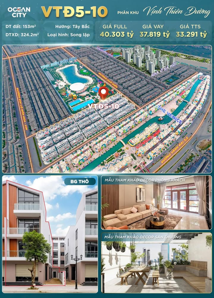 Biệt thự song lập VTĐ5-10 Gia Lâm 153m² giá 33.291 tỷ - Tiềm năng sinh lời vượt trội!