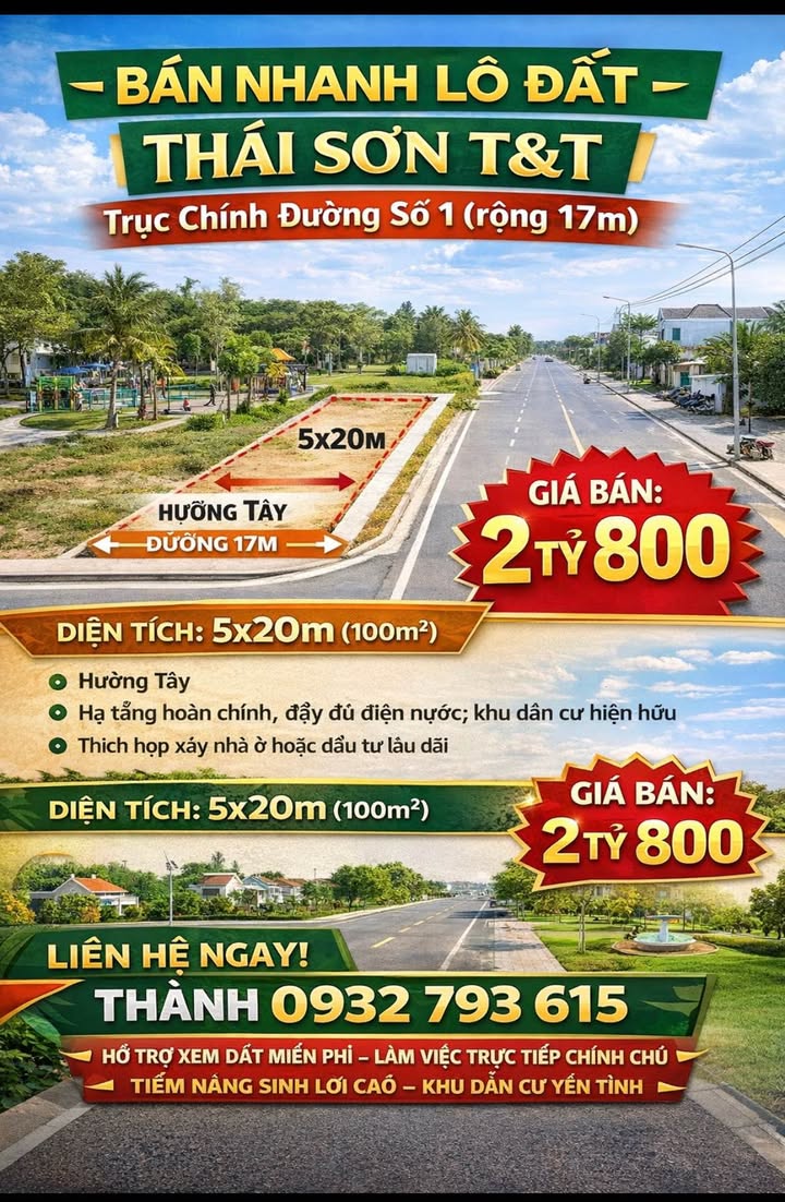 Đất nền Thái Sơn T&T, Long Hậu 100m² giá 2.8 tỷ - Đầu tư sinh lời cao!