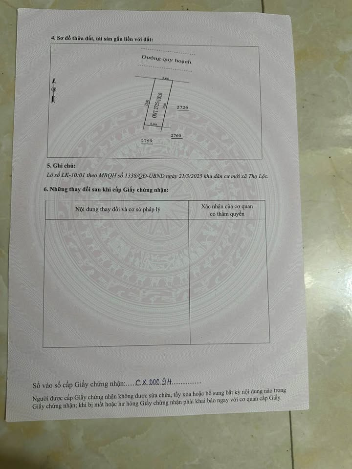 Lô đất mặt Quốc lộ 47C, Thọ Lộc, 100m² giá 1.2 tỷ - Cơ hội đầu tư hấp dẫn!