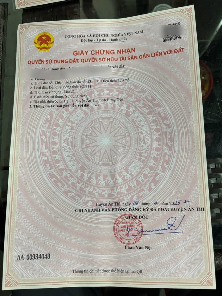 Đất giãn dân Thôn 5 - Hạ Lễ - Ân Thi 120m² giá 2.8 tỷ - Cơ hội đầu tư hấp dẫn!