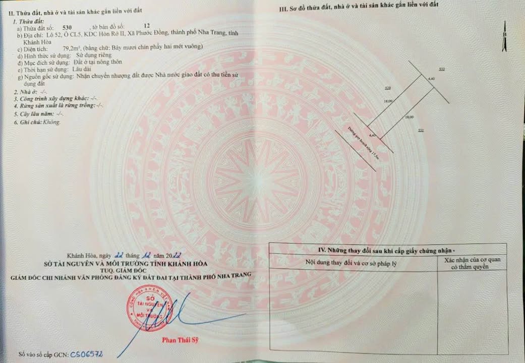 Đất mặt tiền đường rộng 17.5m TĐC Hòn Rớ 2, Nha Trang 79.2m² - Sổ đỏ, giá tốt!