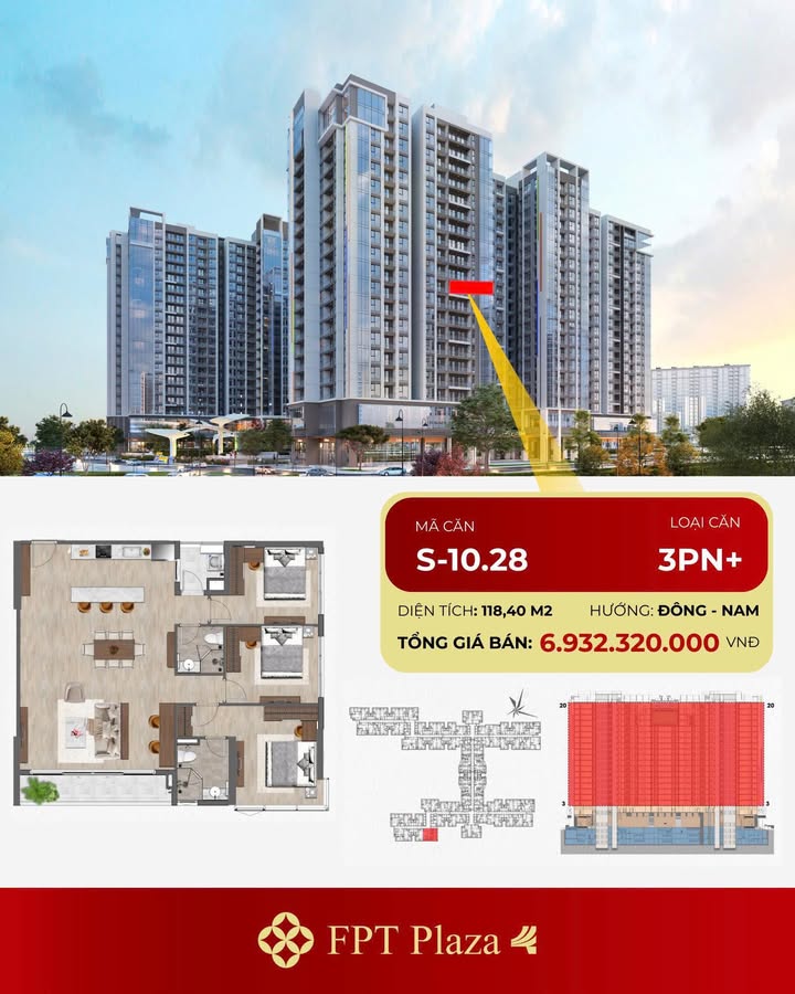 Căn hộ FPT Plaza Đà Nẵng 118.40m² giá thỏa thuận - Hướng Đông-Nam
