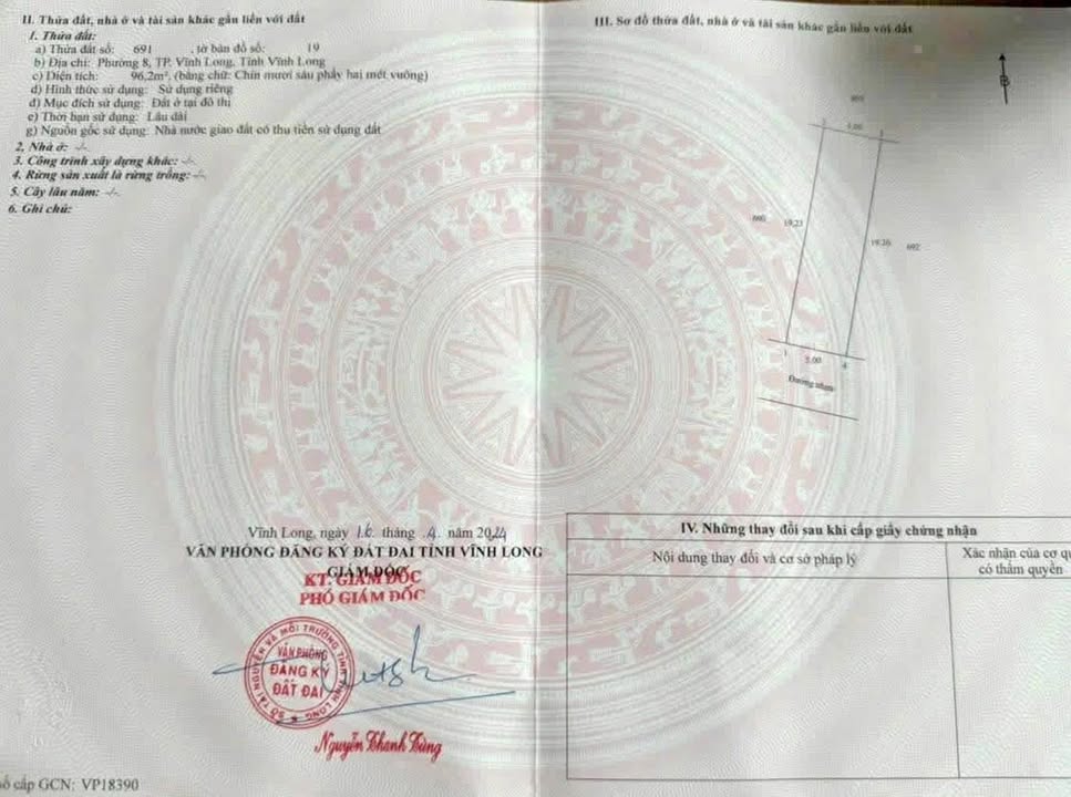 Đất nền thổ cư Tân Hạnh Vĩnh Long 96,2m² giá 1,05 tỷ - Sổ hồng chính chủ!