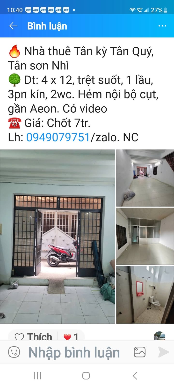 Căn hộ cho thuê tại Tân Sơn Nhì 8 triệu - Giá tốt ngay hôm nay!