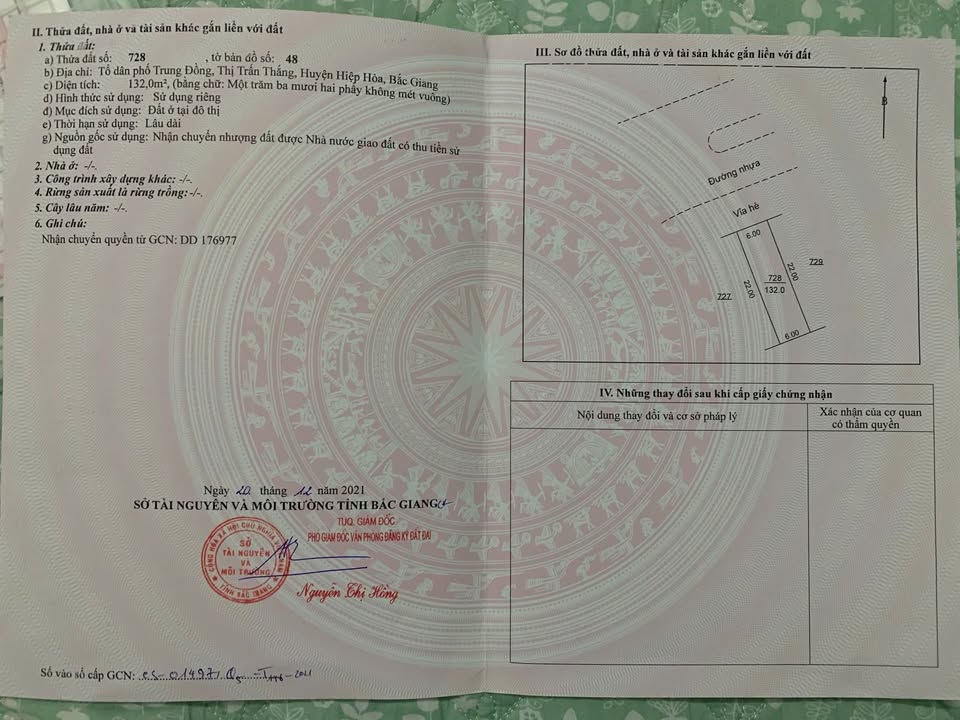 Bán đất Thị trấn Thắng Hiệp Hòa Bắc Giang 132m² giá nhỉnh 3 tỷ - Đất trung tâm sổ đỏ chính chủ!