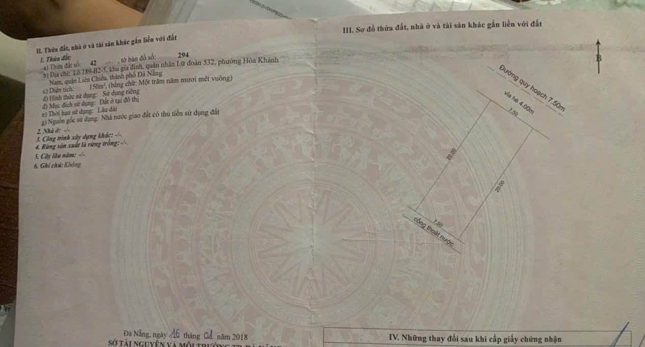 Đất nền Liên Chiểu Đà Nẵng 150m² giá thương lượng - Hướng Đông Bắc, ô tô vào tận nơi!