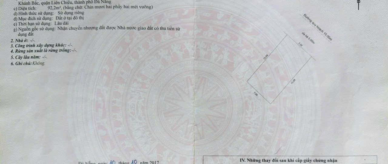 Đất mặt tiền đường B1 Hồng Phước, Liên Chiểu, Đà Nẵng 92m² - Cơ hội đầu tư hấp dẫn!