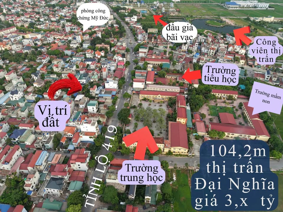 Đất thổ cư 104m² tại thị trấn Đại Nghĩa - Mỹ Đức giá 3.126 tỷ - Đầu tư sinh lời ngay!