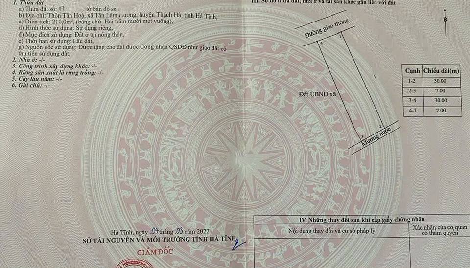 Đất thổ cư Tân Hoà, Thạch Tân 210m² giá 2.3 tỷ - Đầu tư sinh lời ngay!