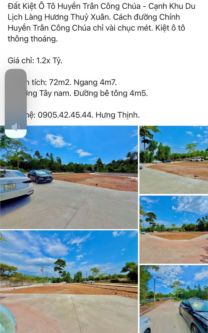 Đất Kiệt Ô Tô Huyền Trân Công Chúa 72m² giá 1.2 tỷ - Vị trí đắc địa gần khu du lịch!