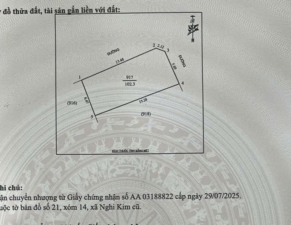 Đất nền Khối 14, Nghi Kim, 102m² giá 3 tỷ - Đường rộng ô tô tránh nhau!