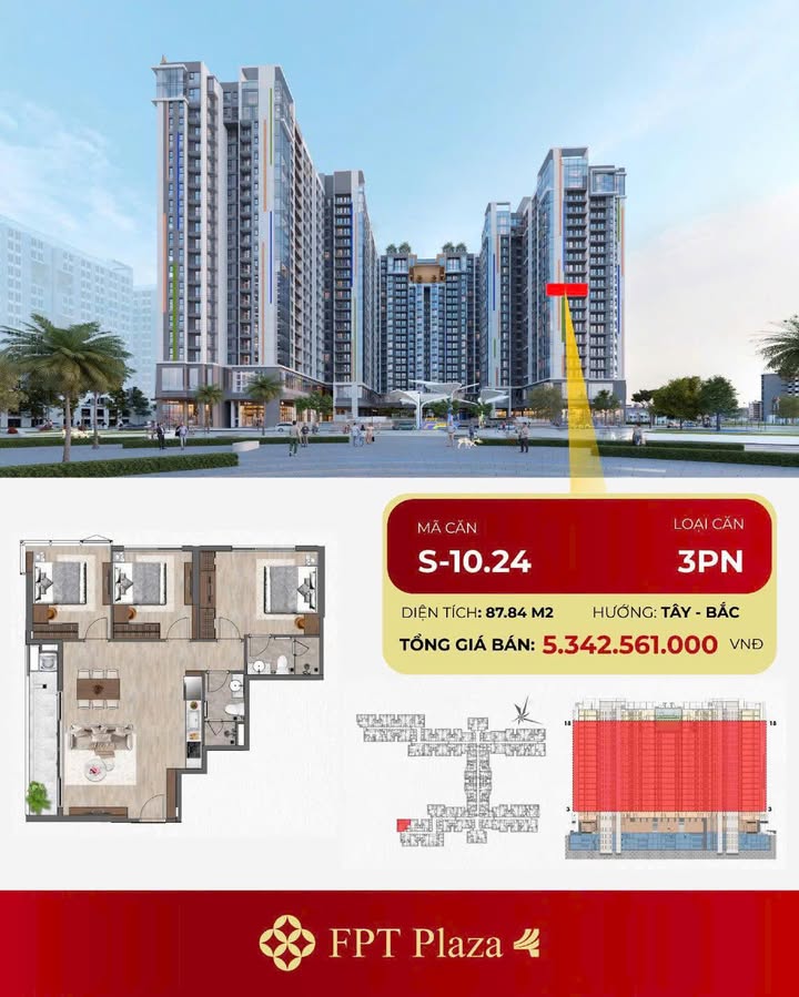 Căn hộ FPT Plaza 4 Đà Nẵng 87,84m² giá 5,34 tỷ - Căn góc view công viên độc đáo!