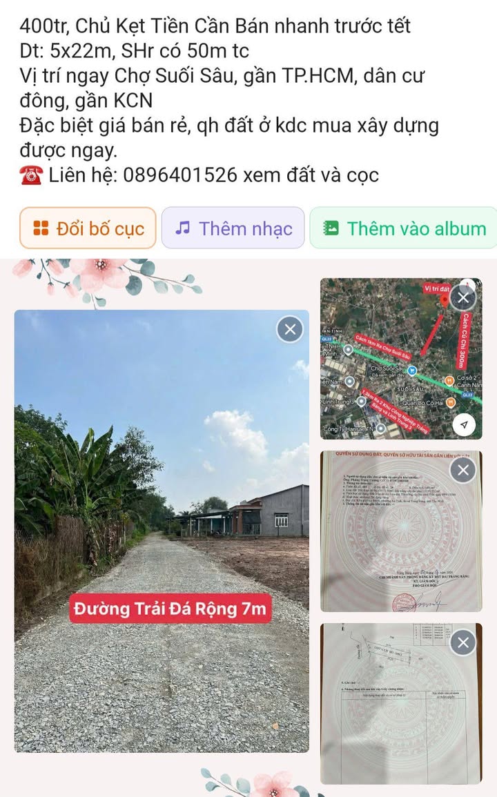 Đất nền Suối Sâu, 110m² giá 400 triệu - Cơ hội đầu tư trước Tết!