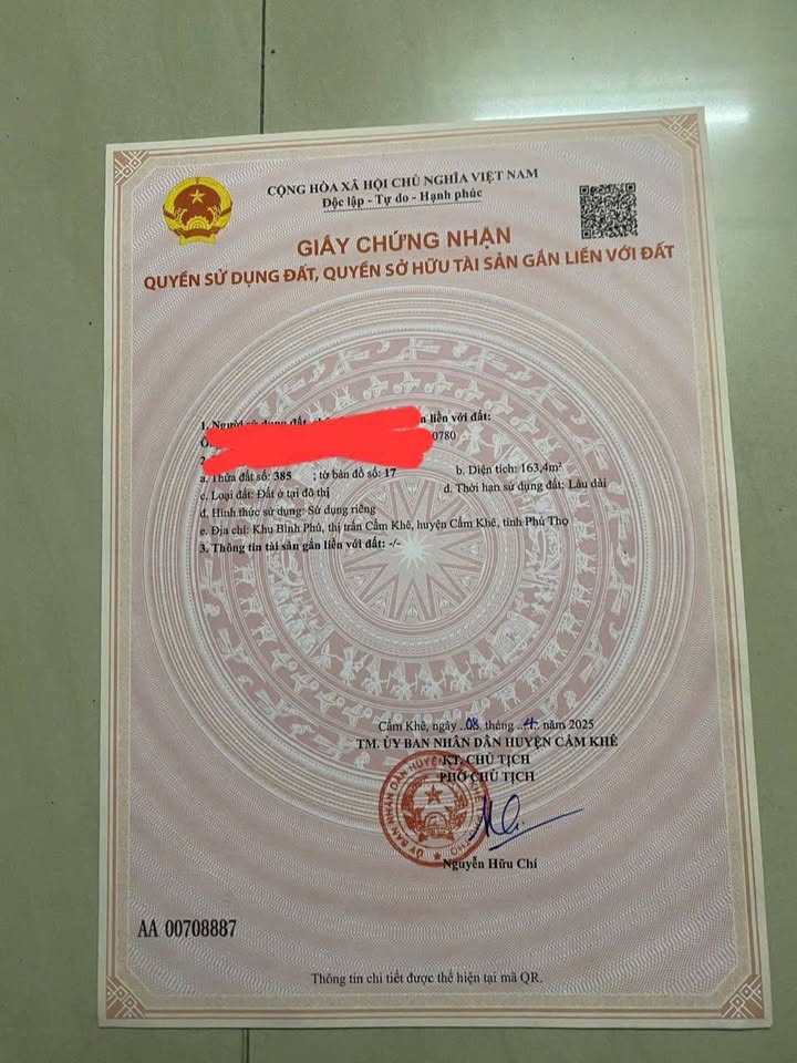 Đất nền lô góc Cẩm Khê 163m² giá thỏa thuận - Vị trí đắc địa cho kinh doanh!