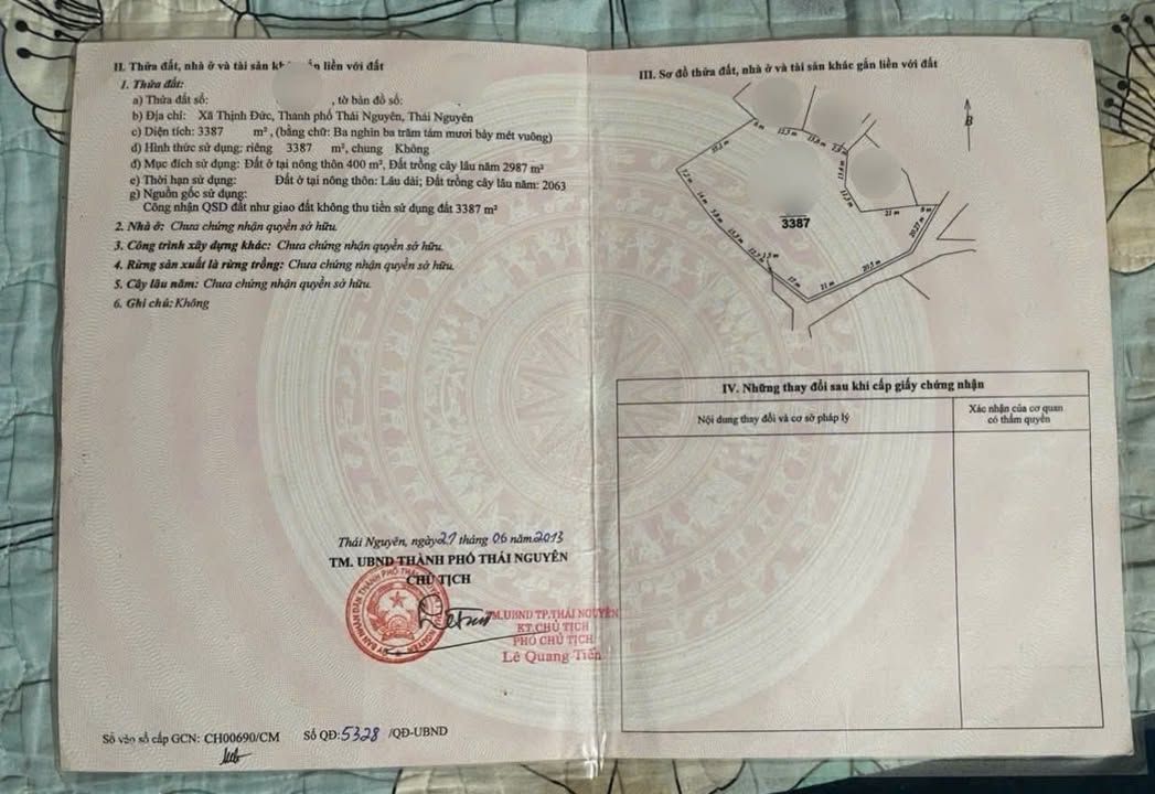 Đất thổ cư 3387m² tại Thịnh Đức, Thái Nguyên - Giá chỉ 3.387 tỷ, 2 mặt tiền!