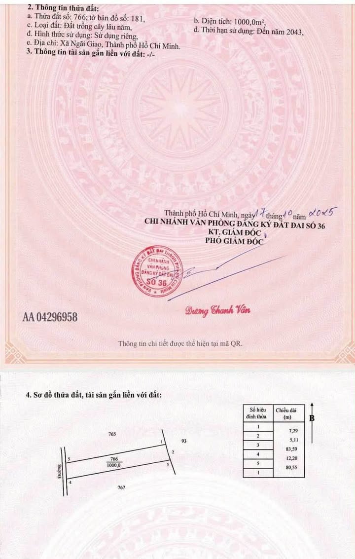 Đất nền 1000m² tại Thị trấn Ngãi Giao chỉ 970 triệu - Cơ hội đầu tư tốt!