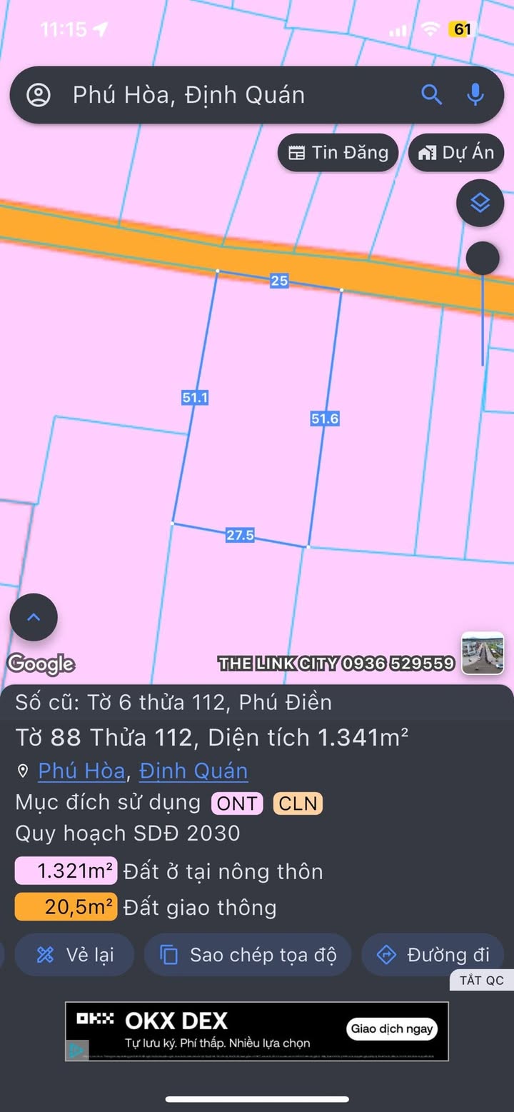Đất thổ cư 1300m² Xã Phú Hòa, Huyện Định Quán - Cơ hội đầu tư giá rẻ!